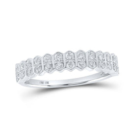 Sparkling Diamond Elegance: 10kt White Gold Womens Round Diamond Stackable Band Ring 1/6 Cttw Top view from the 10Kt White Gold Womens Round Diamond Stackable Band Ring 1 6 Cttwpin218148 collection by Splendid Jewellery