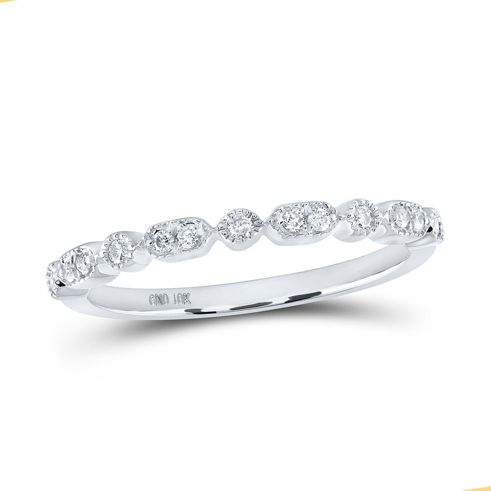 Diamond Stackable Band | 10kt White Gold Womens Round Diamond Stackable Band Ring 1/8 Cttw | Splendid Jewellery GND