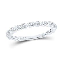 Load image into Gallery viewer, Ethereal Elegance: 10kt White Gold Diamond Stacking Band Ring Top view from the 10Kt White Gold Womens Round Diamond Stackable Band Ring 1 8 Cttwpin229292 collection by Splendid Jewellery