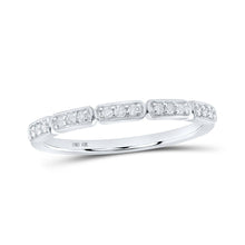 Load image into Gallery viewer, Brilliant Elegance: 10kt White Gold Women&#39;s Round Diamond Stackable Band Ring Top view from the 10Kt White Gold Womens Round Diamond Stackable Band Ring 1 8 Cttwpin218147 collection by Splendid Jewellery