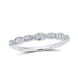 Dazzling Diamond Delight: 10kt White Gold Womens Round Diamond Stackable Band Ring 1/8 Cttw Top view from the 10Kt White Gold Womens Round Diamond Stackable Band Ring 1 8 Cttwpin214090 collection by Splendid Jewellery