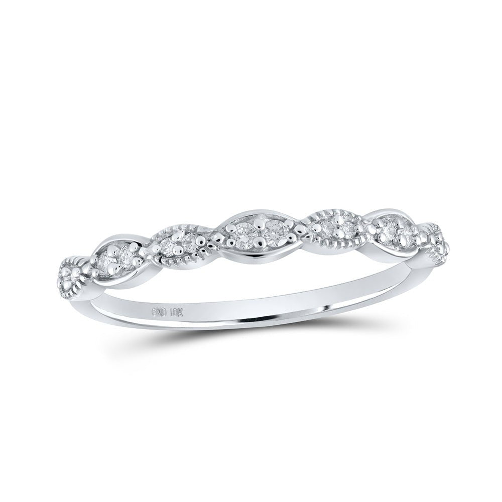 Diamond Stackable Band | 10kt White Gold Womens Round Diamond Stackable Band Ring 1/8 Cttw | Splendid Jewellery GND
