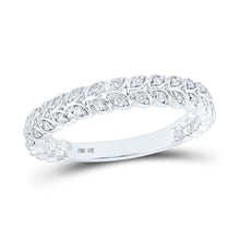 Load image into Gallery viewer, Delicate Diamond Vine Leaf Stackable Band Top view from the 10Kt White Gold Womens Round Diamond Vine Leaf Stackable Band Ring 1 6 Cttwpin210089 collection by Splendid Jewellery