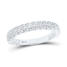 Delicate Diamond Vine Leaf Stackable Band Top view from the 10Kt White Gold Womens Round Diamond Vine Leaf Stackable Band Ring 1 6 Cttwpin210089 collection by Splendid Jewellery