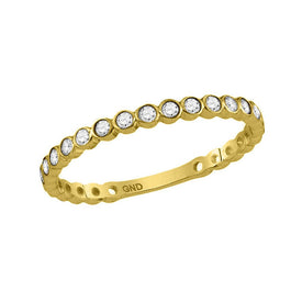 10kt Yellow Gold Diamond Bezel Set Stackable Band Ring product  Top View from Splendid Jewellery