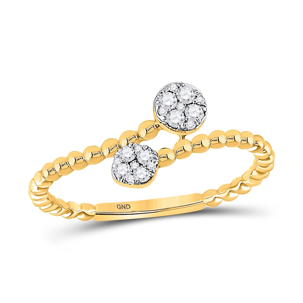 Diamond Stackable Band | 10kt Yellow Gold Womens Round Diamond Bypass Stackable Band Ring 1/8 Cttw | Splendid Jewellery GND