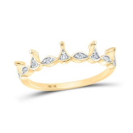 10kt Yellow Gold Crown Diamond Stackable Band Ring - 1/5 Cttw product  Top View from Splendid Jewellery