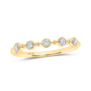 Diamond Stackable Band | 10kt Yellow Gold Womens Round Diamond Dot Stackable Band Ring 1/6 Cttw | Splendid Jewellery GND