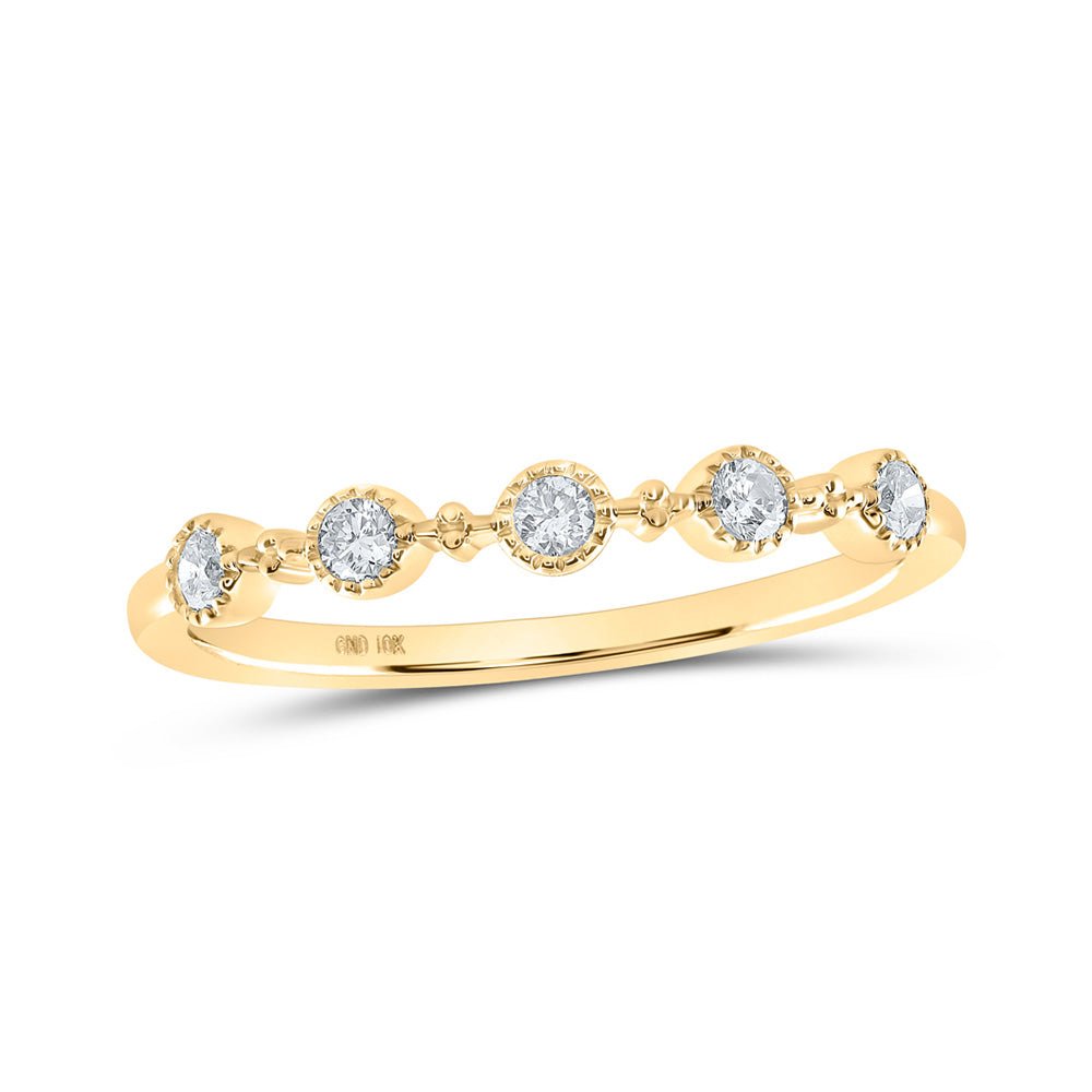 Diamond Stackable Band | 10kt Yellow Gold Womens Round Diamond Dot Stackable Band Ring 1/6 Cttw | Splendid Jewellery GND