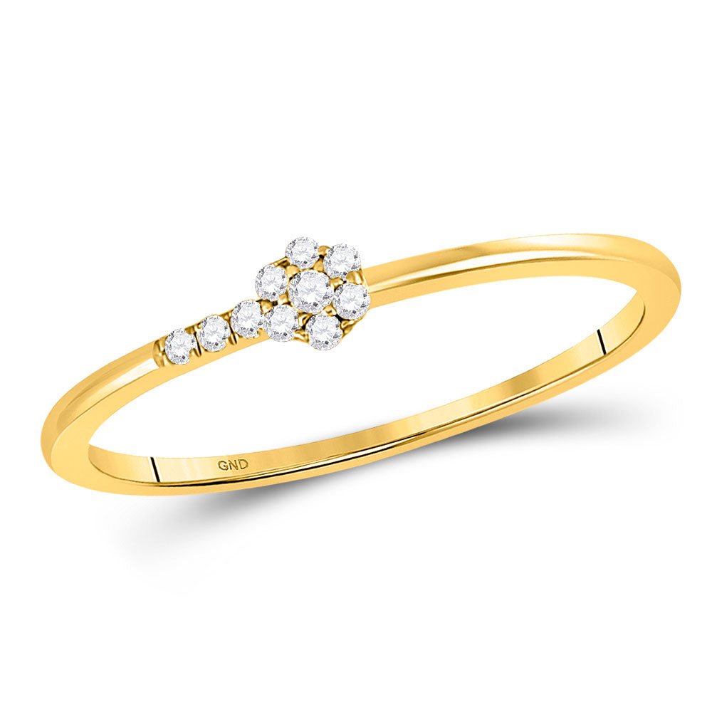 Diamond Stackable Band | 10kt Yellow Gold Womens Round Diamond Flower Stackable Band Ring 1/20 Cttw | Splendid Jewellery GND