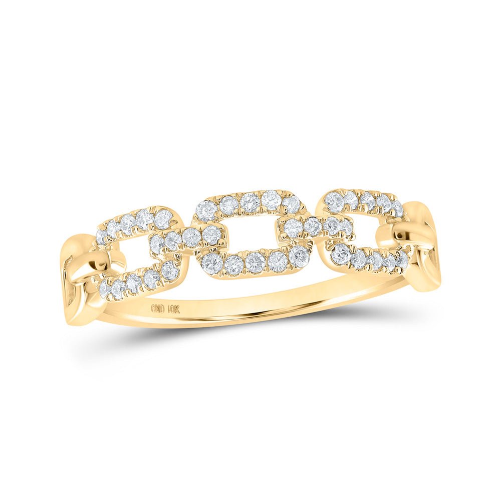 Diamond Stackable Band | 10kt Yellow Gold Womens Round Diamond Link Stackable Band Ring 1/5 Cttw | Splendid Jewellery GND