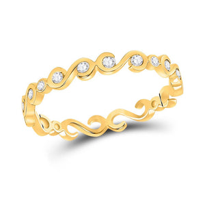 Diamond Stackable Band | 10kt Yellow Gold Womens Round Diamond S-Shape Stackable Band Ring 1/8 Cttw | Splendid Jewellery GND