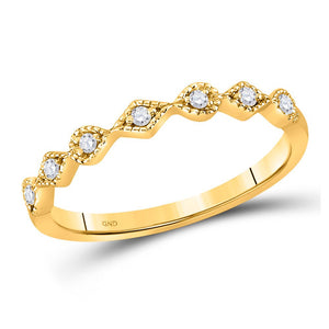 Diamond Stackable Band | 10kt Yellow Gold Womens Round Diamond Stackable Band Ring 1/10 Cttw | Splendid Jewellery GND