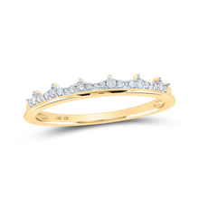 Load image into Gallery viewer, Radiant Reflections: 10kt Yellow Gold Womens Round Diamond Stackable Band Ring - Top View