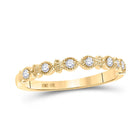 Radiant Sparkle: 10kt Yellow Gold Diamond Stackable Band Ring 1/10 Cttw - Top View