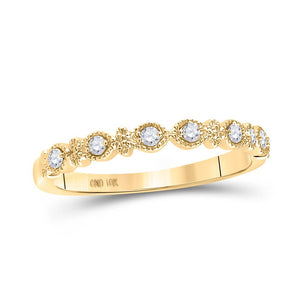 Diamond Stackable Band | 10kt Yellow Gold Womens Round Diamond Stackable Band Ring 1/10 Cttw | Splendid Jewellery GND