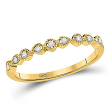 Load image into Gallery viewer, Radiant Reflections: 10kt Yellow Gold Diamond Stackable Band Ring - Top View
