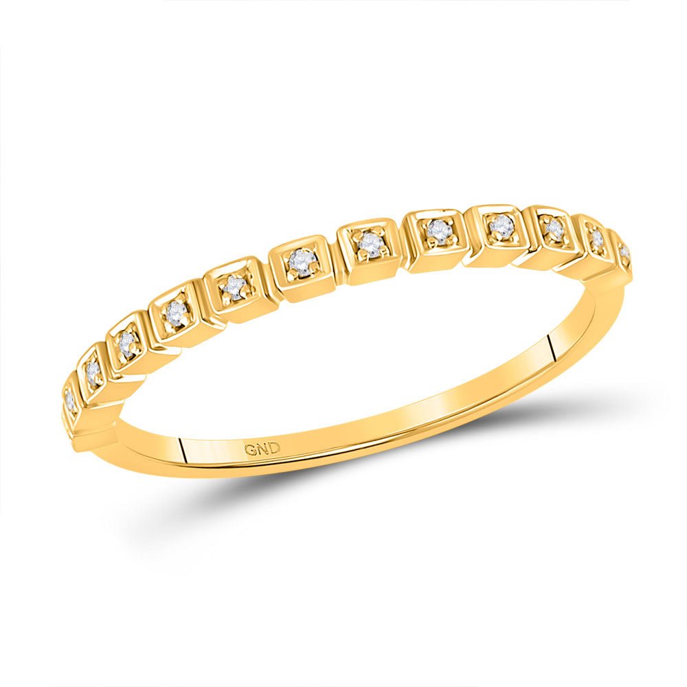 Diamond Stackable Band | 10kt Yellow Gold Womens Round Diamond Stackable Band Ring 1/20 Cttw | Splendid Jewellery GND