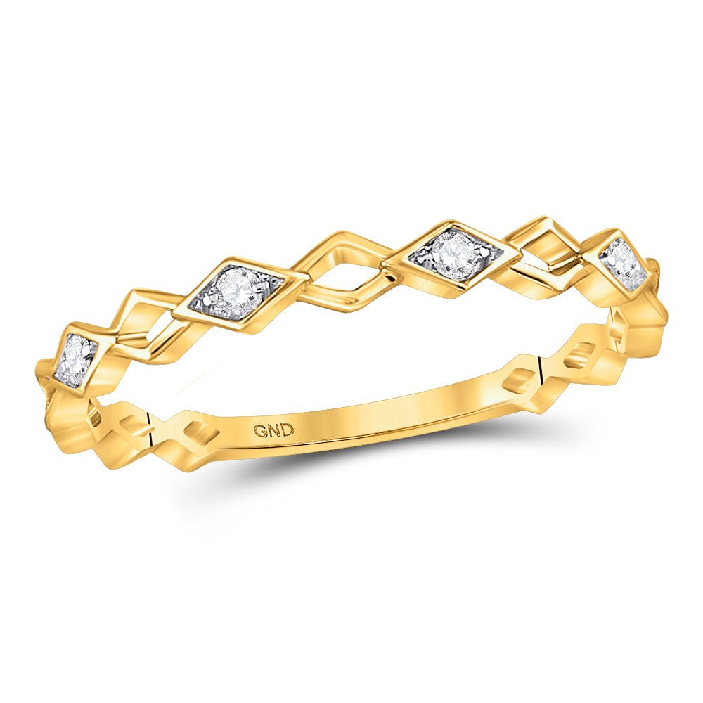 Diamond Stackable Band | 10kt Yellow Gold Womens Round Diamond Stackable Band Ring 1/20 Cttw | Splendid Jewellery GND