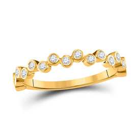 Radiant Reflections: 10kt Yellow Gold Diamond Stacking Band Ring - Top View
