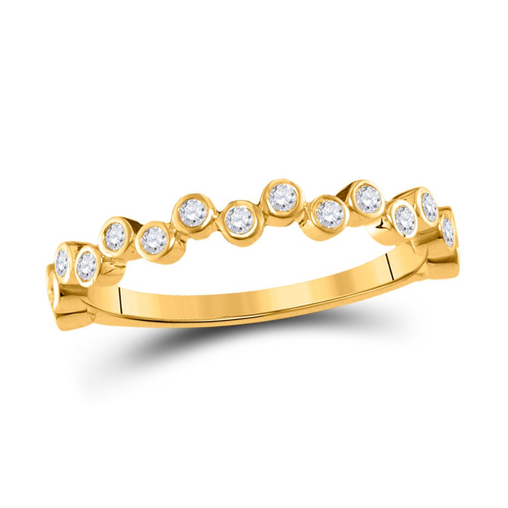 Diamond Stackable Band | 10kt Yellow Gold Womens Round Diamond Stackable Band Ring 1/4 Cttw | Splendid Jewellery GND