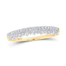 Load image into Gallery viewer, Radiant Sparkle: 10kt Yellow Gold Women&#39;s Round Diamond Stackable Band Ring 1/4 Cttw - Top View