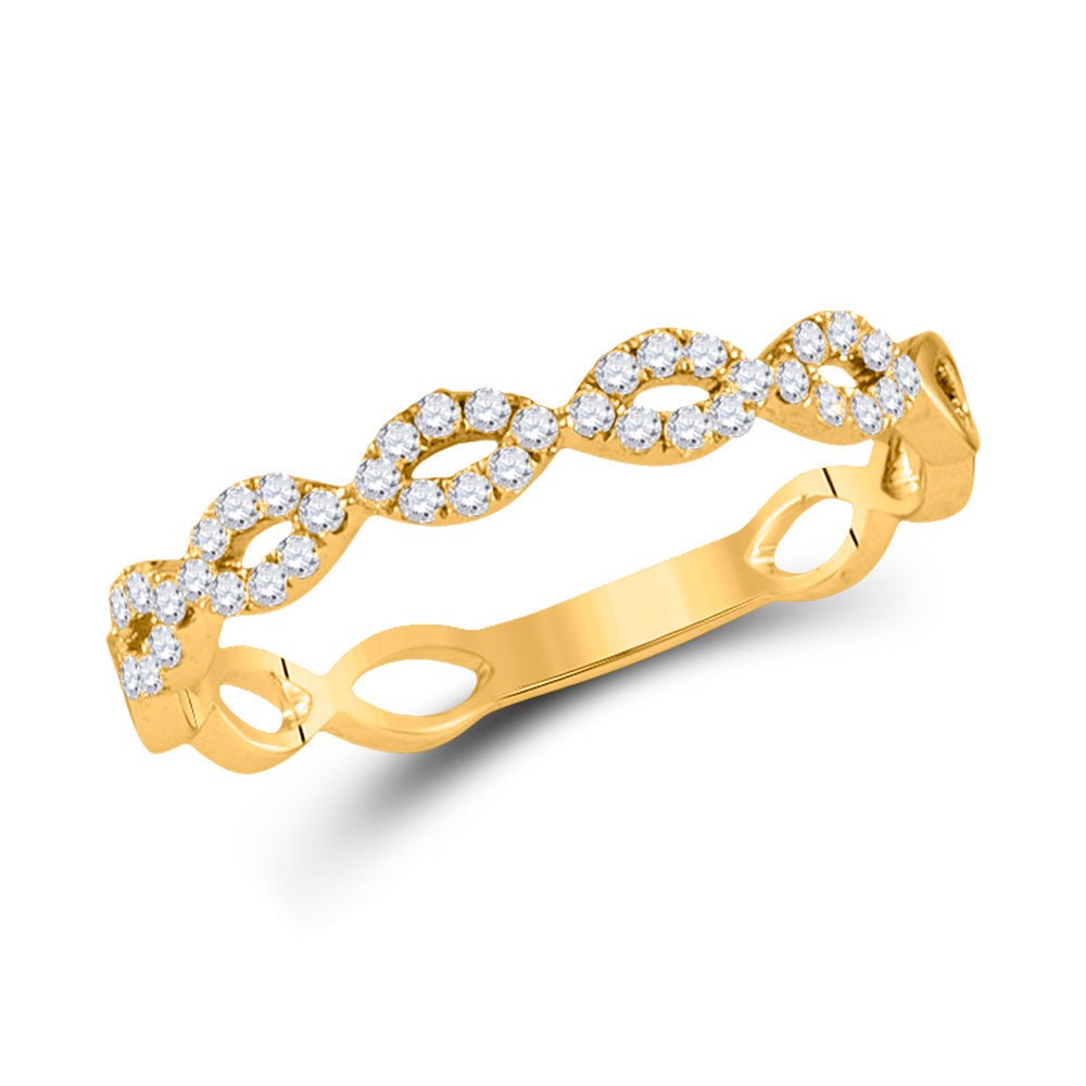 Diamond Stackable Band | 10kt Yellow Gold Womens Round Diamond Stackable Band Ring 1/5 Cttw | Splendid Jewellery GND