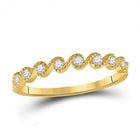 Dazzling Diamond Delight: 10kt Yellow Gold Womens Round Diamond Stackable Band Ring 1/6 Cttw - Top View