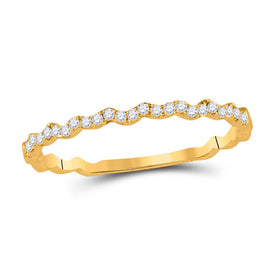 Radiant Elegance: 10kt Yellow Gold Diamond Stackable Band Ring - Top View