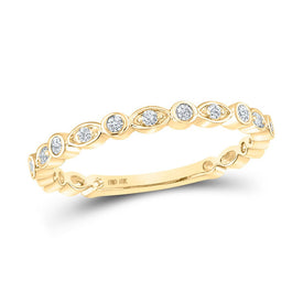 Dazzling Harmony: 10kt Yellow Gold Womens Round Diamond Stackable Band Ring 1/8 Cttw - Top View