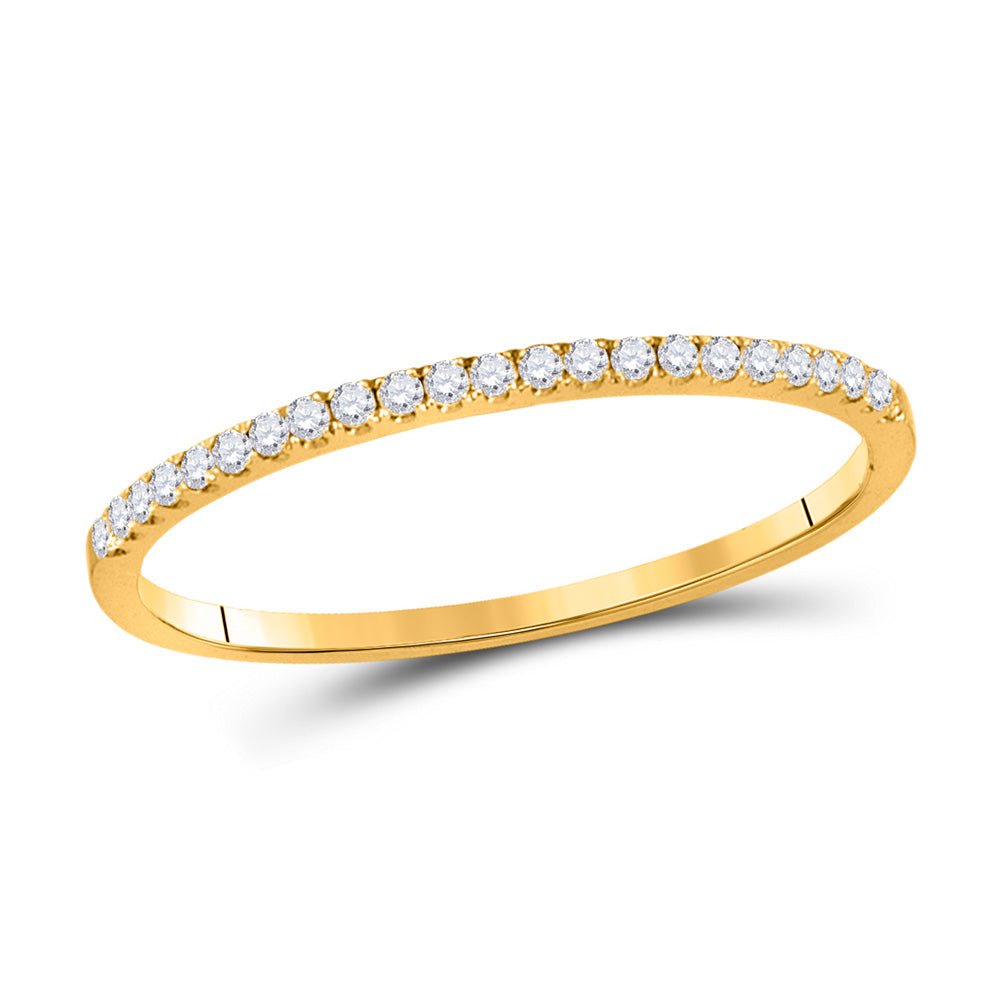 Diamond Stackable Band | 10kt Yellow Gold Womens Round Diamond Stackable Band Ring 1/8 Cttw | Splendid Jewellery GND