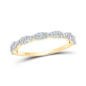 Diamond Stackable Band | 10kt Yellow Gold Womens Round Diamond Twist Stackable Band Ring 1/6 Cttw | Splendid Jewellery GND
