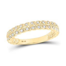 Splendid Jewellery 10kt Yellow Gold Diamond Vine Leaf Stackable Band Ring - Top View