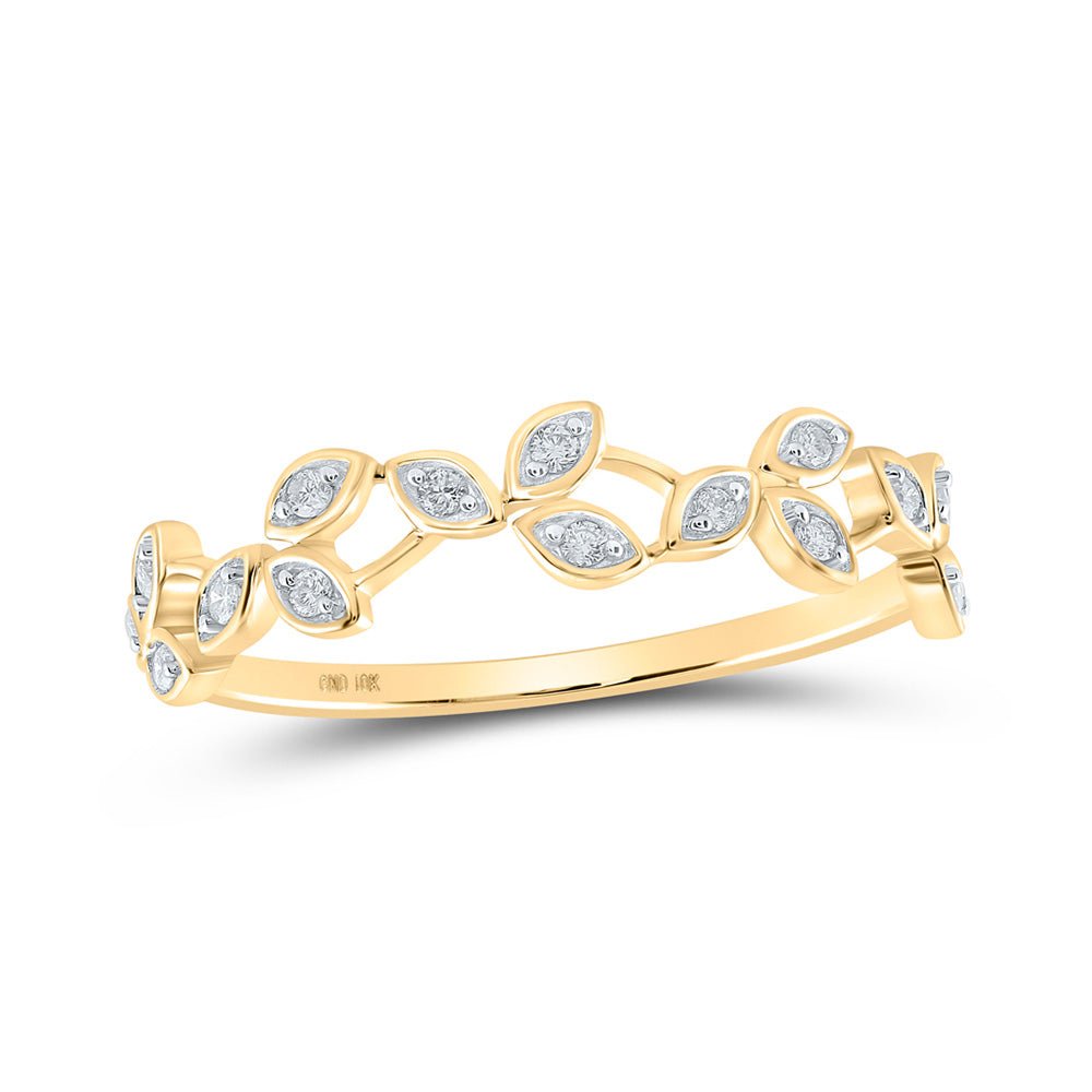 Diamond Stackable Band | 10kt Yellow Gold Womens Round Diamond Vine Stackable Band Ring 1/10 Cttw | Splendid Jewellery GND