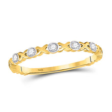 Load image into Gallery viewer, 10kt Yellow Gold Sparkling Love Diamond Stackable Band - Top View