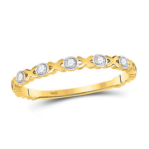 Diamond Stackable Band | 10kt Yellow Gold Womens Round Diamond XOXO Love Stackable Band Ring 1/12 Cttw | Splendid Jewellery GND