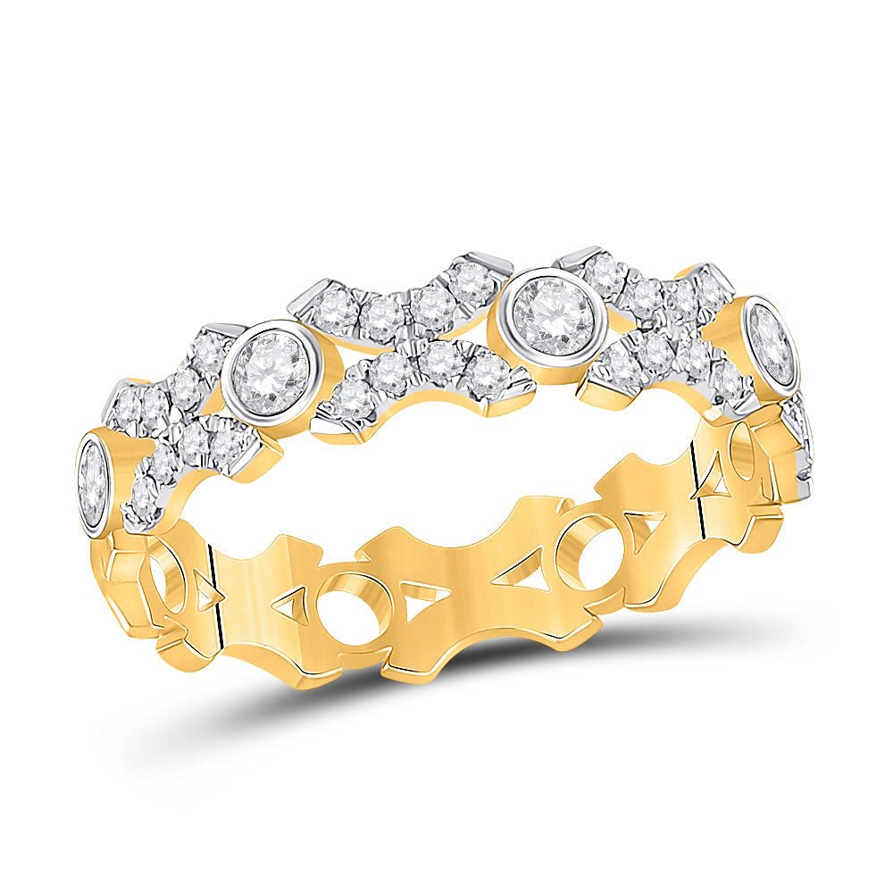 Diamond Stackable Band | 10kt Yellow Gold Womens Round Diamond XOXO Stackable Band Ring 1/2 Cttw | Splendid Jewellery GND