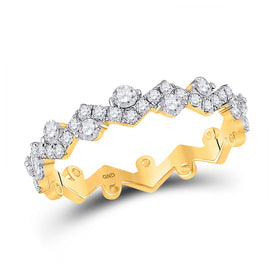 10kt Yellow Gold Diamond ZigZag Stackable Band Ring - Top View