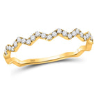 10kt Yellow Gold Zigzag Diamond Stackable Band Ring - Sparkling Elegance for Every Occasion - Top View