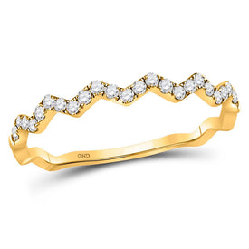 10kt Yellow Gold Zigzag Diamond Stackable Band Ring - Sparkling Elegance for Every Occasion - Top View