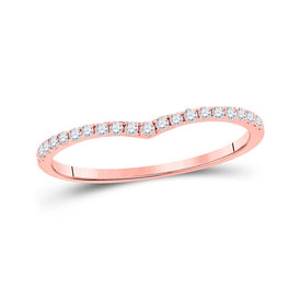 Rose Gold Diamond Chevron Stackable Band Ring - Top View