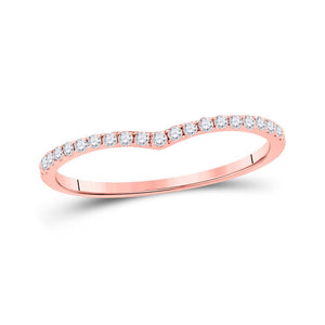 Diamond Stackable Band | 14kt Rose Gold Womens Round Diamond Chevron Stackable Band Ring 1/6 Cttw | Splendid Jewellery GND