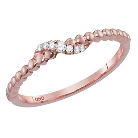 Radiant Rose Gold Diamond Crossover Stackable Band - Top View