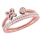 Rose Gold Diamond Flower Stackable Band - A Blooming Beauty - Top View