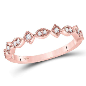 Diamond Stackable Band | 14kt Rose Gold Womens Round Diamond Geometric Stackable Band Ring 1/8 Cttw | Splendid Jewellery GND