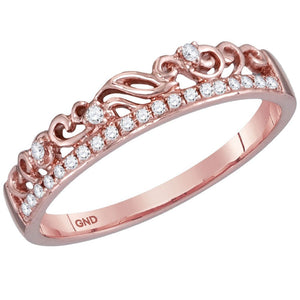 Diamond Stackable Band | 14kt Rose Gold Womens Round Diamond Stackable Band Ring 1/12 Cttw | Splendid Jewellery GND