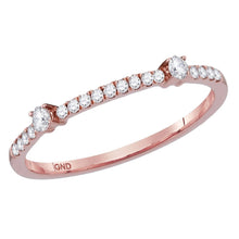 Load image into Gallery viewer, 14kt Rose Gold Diamond Elegance Stackable Band Ring - Top View