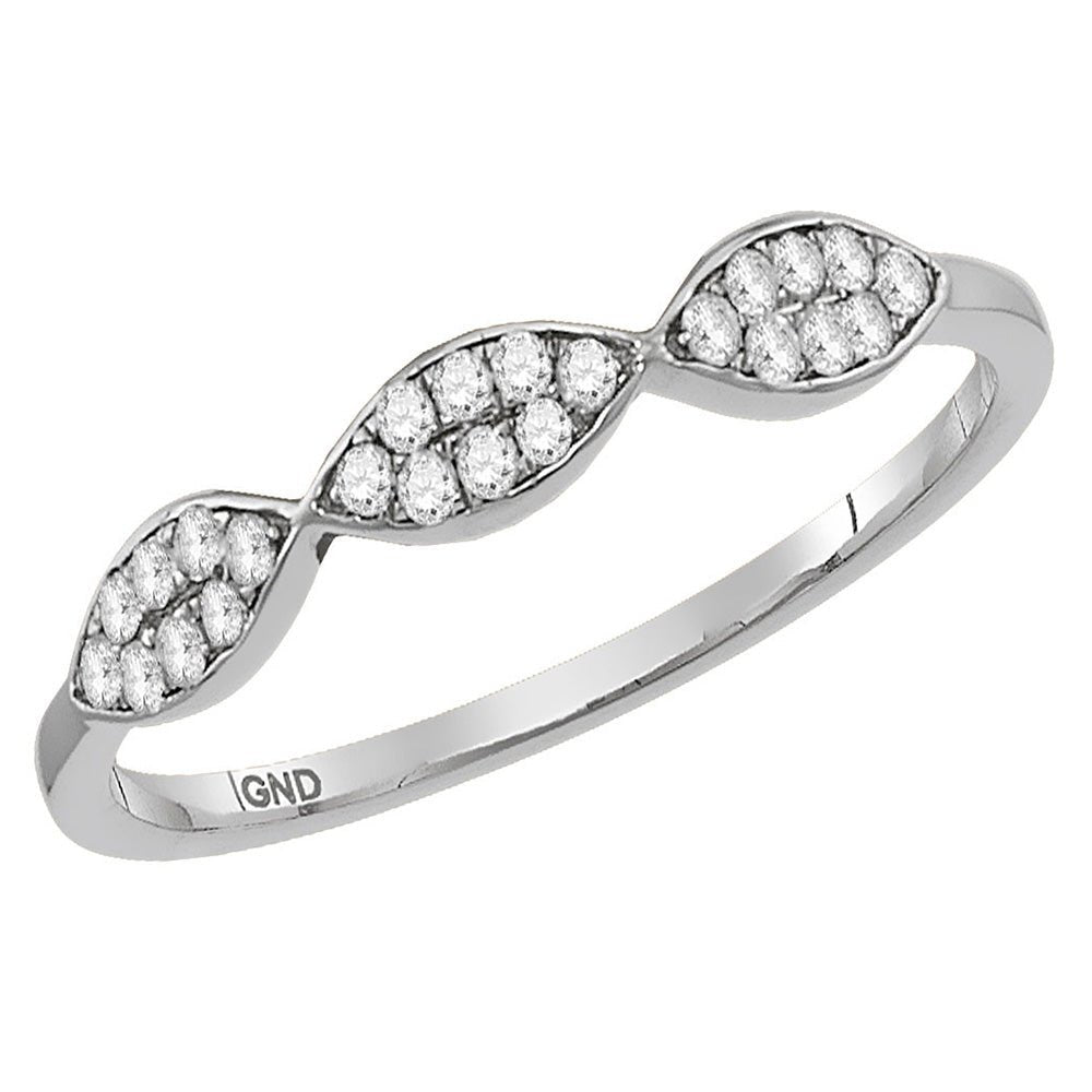 Diamond Stackable Band | 14kt White Gold Womens Round Diamond Oval Stackable Band Ring 1/8 Cttw | Splendid Jewellery GND