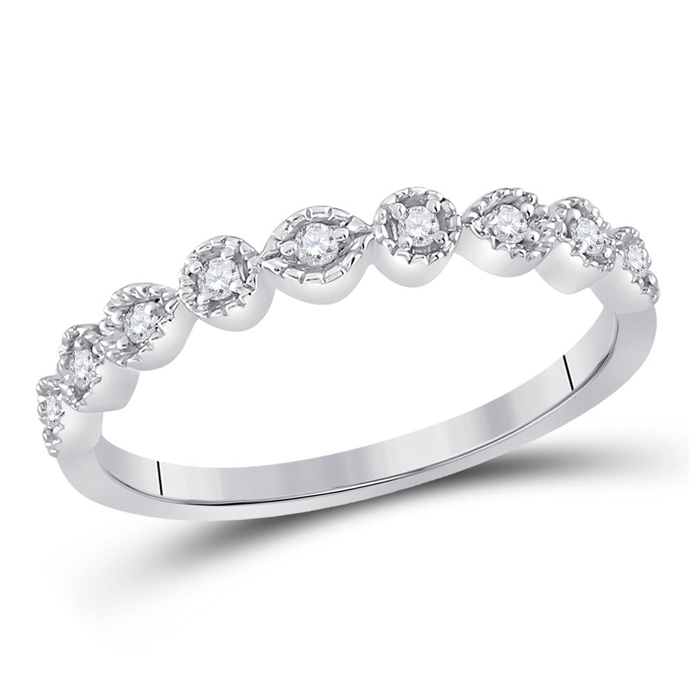 Diamond Stackable Band | 14kt White Gold Womens Round Diamond Stackable Band Ring 1/10 Cttw | Splendid Jewellery GND