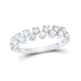 14kt White Gold Sparkling Diamond Stackable Band Ring - Top View